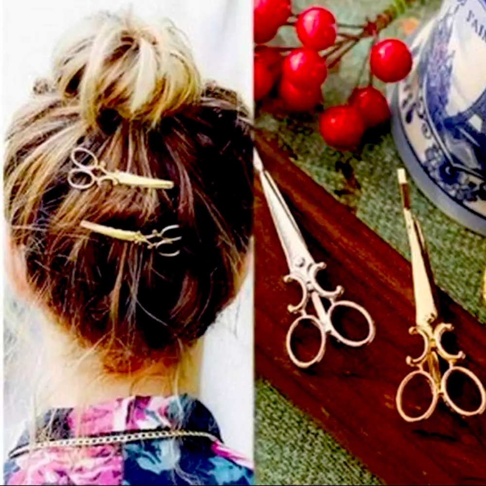 Scissors Hair Clips Gold or Silver